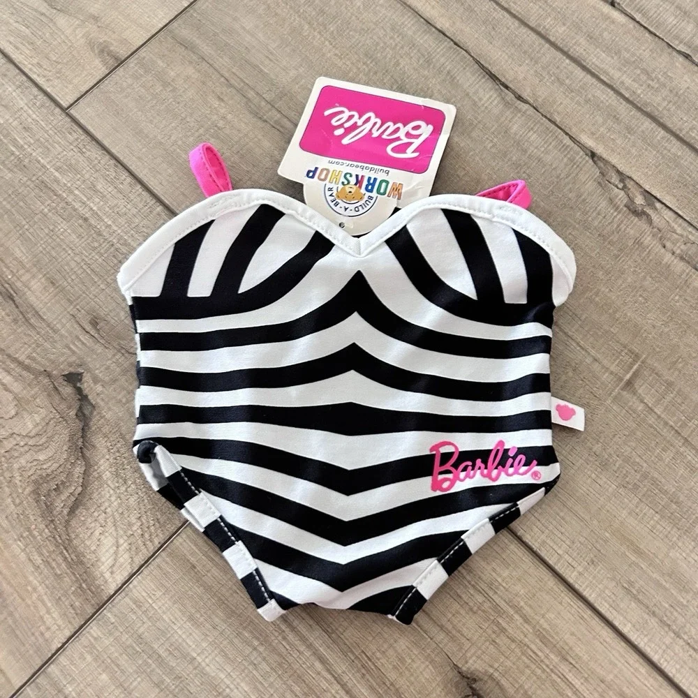 NEW BARBIECORE Build a Bear BARBIE striped swimsuit one piece Clothing